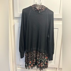 Free People Knit Dress with Mesh Flowers